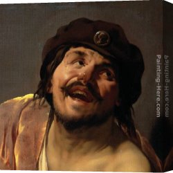 Terbrugghen Canvas Paintings - Democritus [detail #1] by Hendrick Terbrugghen